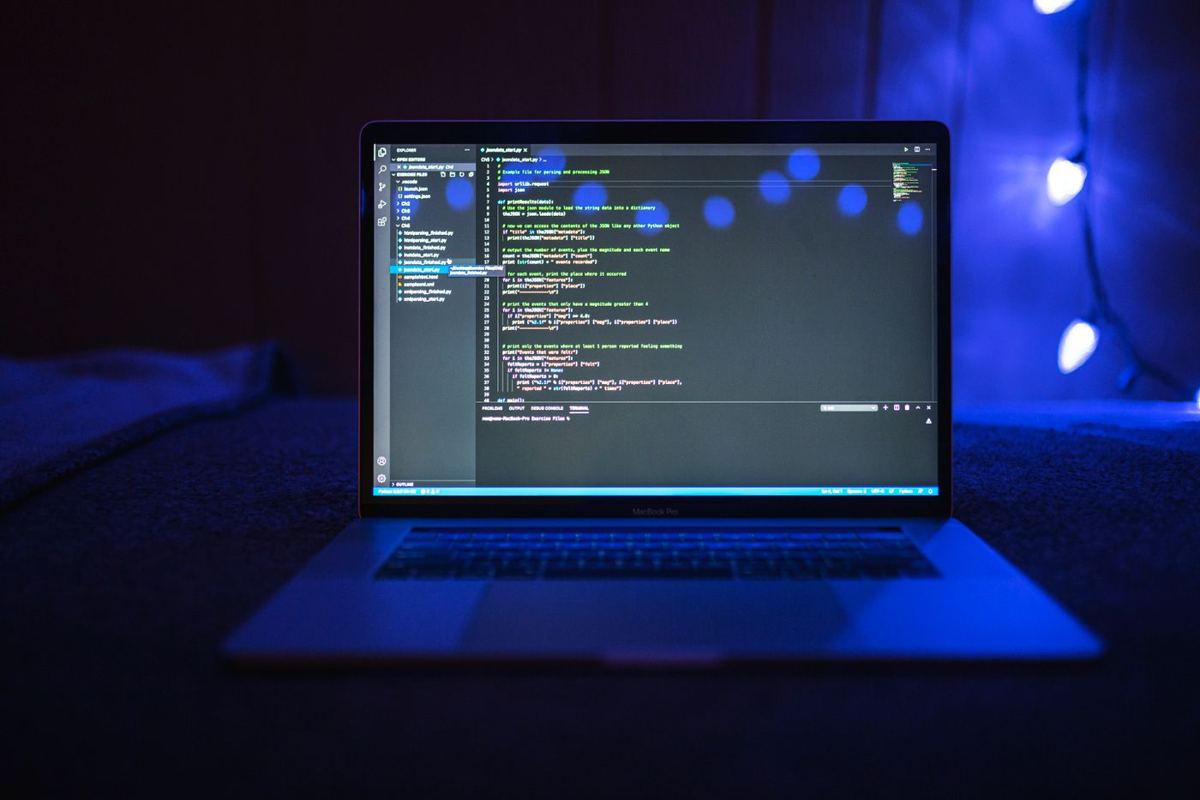 Laptop showing code