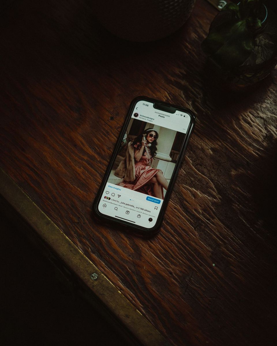 Phone showing an Instagram feed